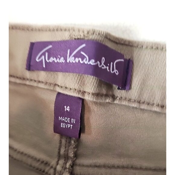 Gloria Vanderbilt Jeans Size 14 Womens Tan Khaki Pants Mid Rise Tapered NWT - Picture 4 of 7